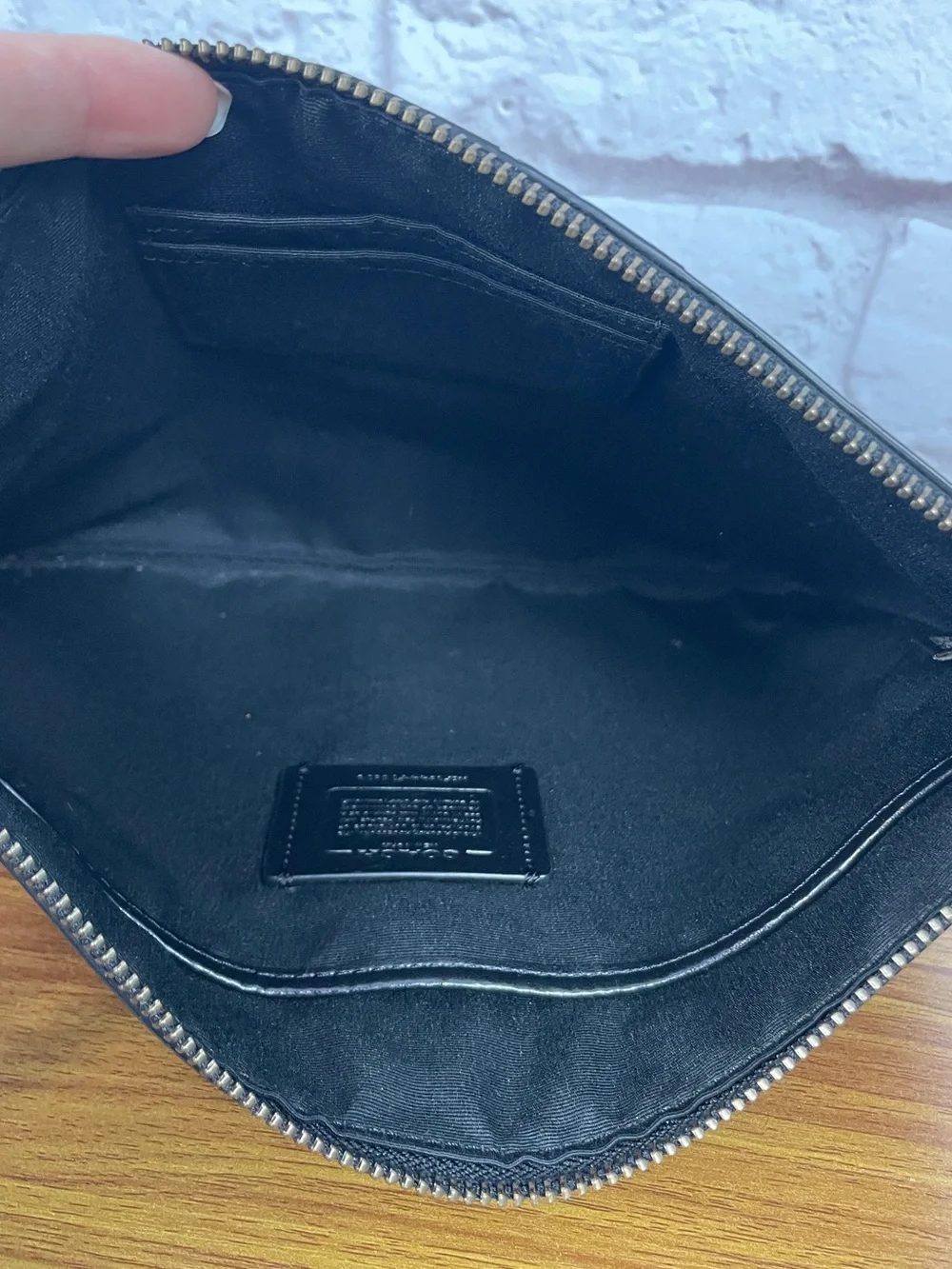 Coach Large Baseball Stitch Midnight Navy & Black Leather Pouch